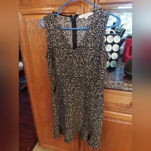 Loft Black Leopard Print Ruffle A-Line Dress 4